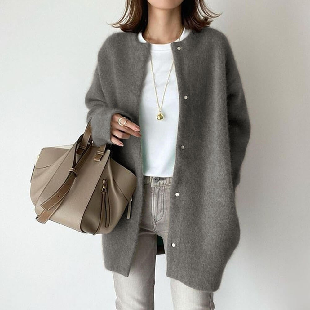 Women's Oversized Soft Knit Cardigan with Button Closure