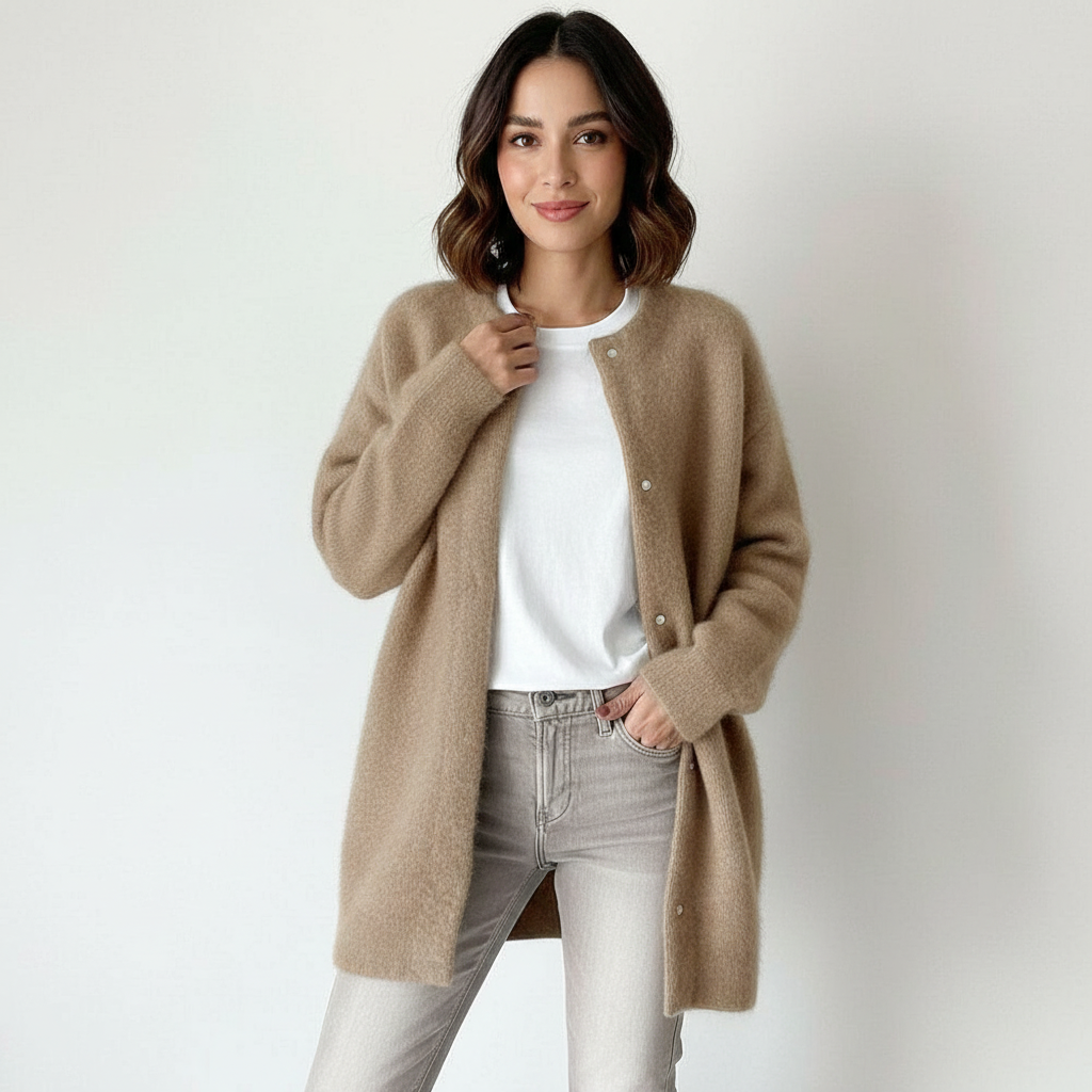 Women's Oversized Soft Knit Cardigan with Button Closure