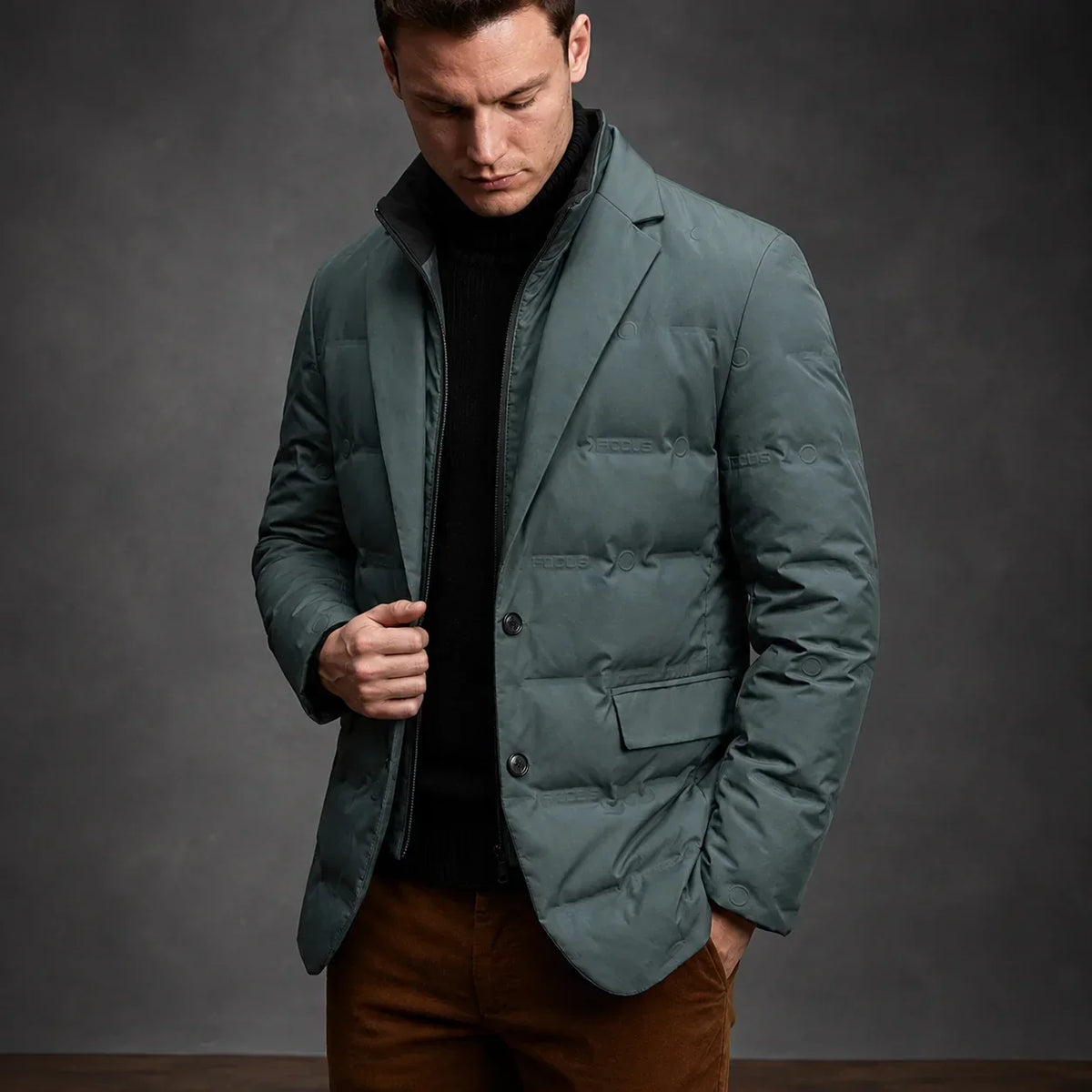 Zoren - Men's Quilted Duck Down Button Blazer