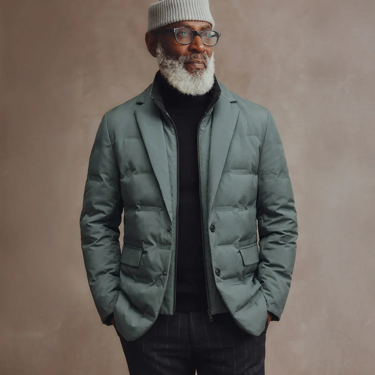 Zoren - Men's Quilted Duck Down Button Blazer