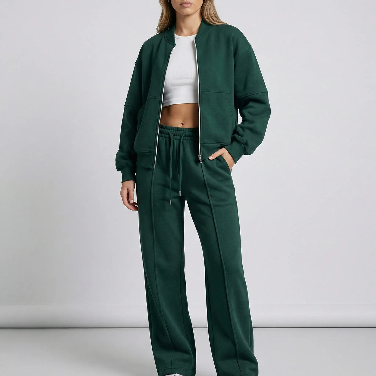 Women's Zip-Up Jacket Tracksuit Set Two-Piece