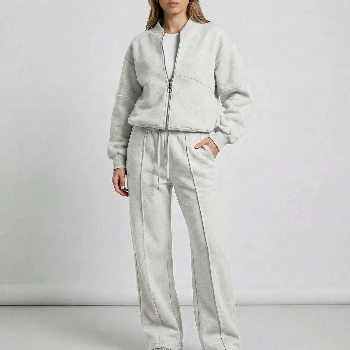 Women's Zip-Up Jacket Tracksuit Set Two-Piece
