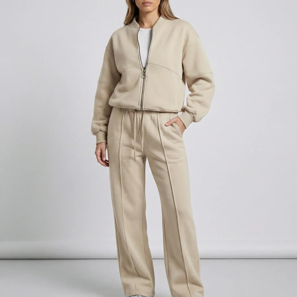 Women's Zip-Up Jacket Tracksuit Set Two-Piece