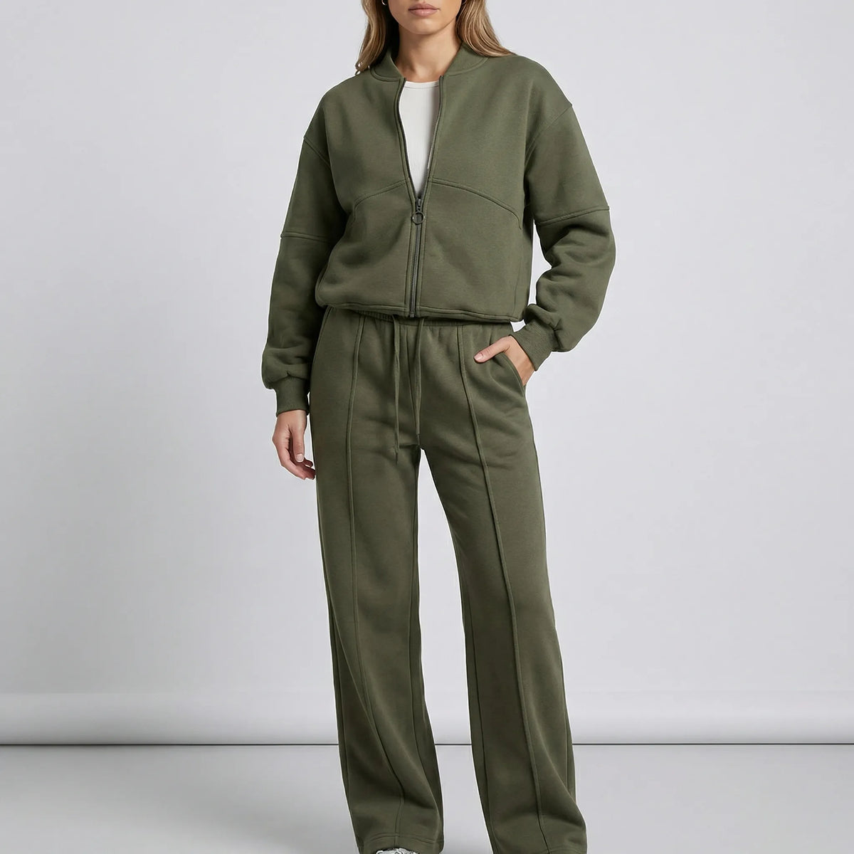 Women's Zip-Up Jacket Tracksuit Set Two-Piece