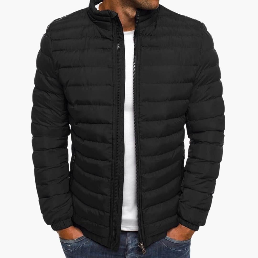 Men’s Lightweight Puffer Jacket with Stand Collar