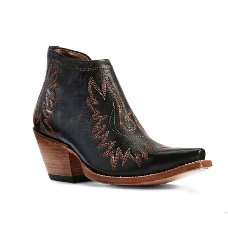 Women's Western Boots – Embroidered Pointed Toe Short Boot