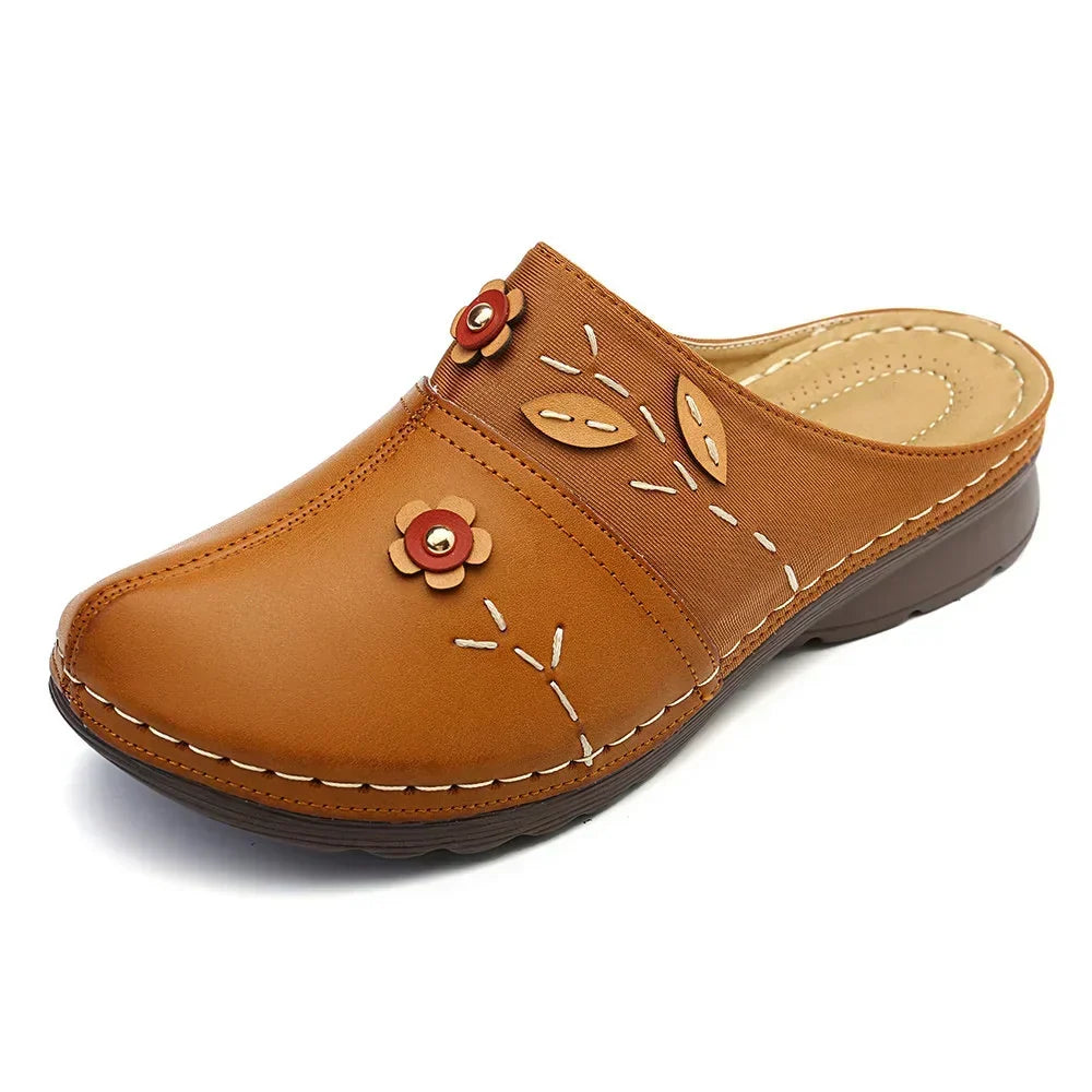 Liubov | Floral Appliqué Slip-On Clogs