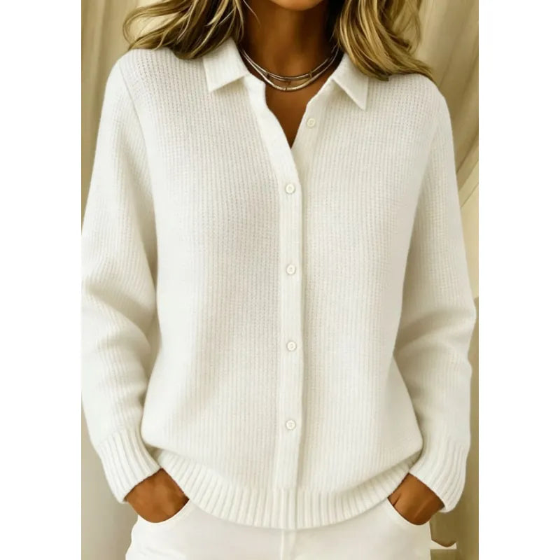 Women's Cardigan Waffle Knit Button Front Crochet Detail Long Sleeve