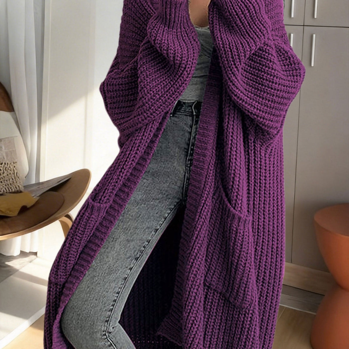 Noelle | Oversized Longline Duster Pockets Cardigan