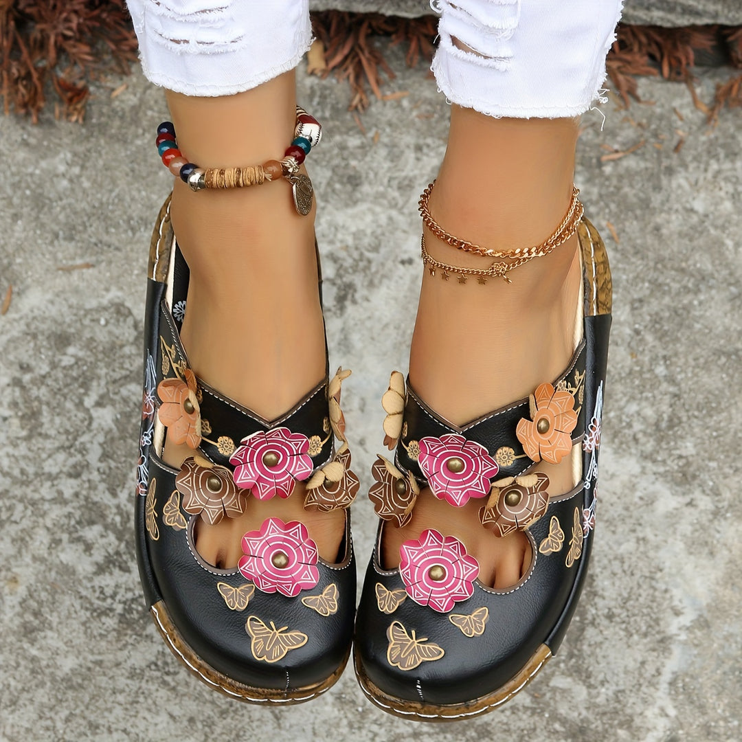 Sorina | Floral Cutout Print Clogs