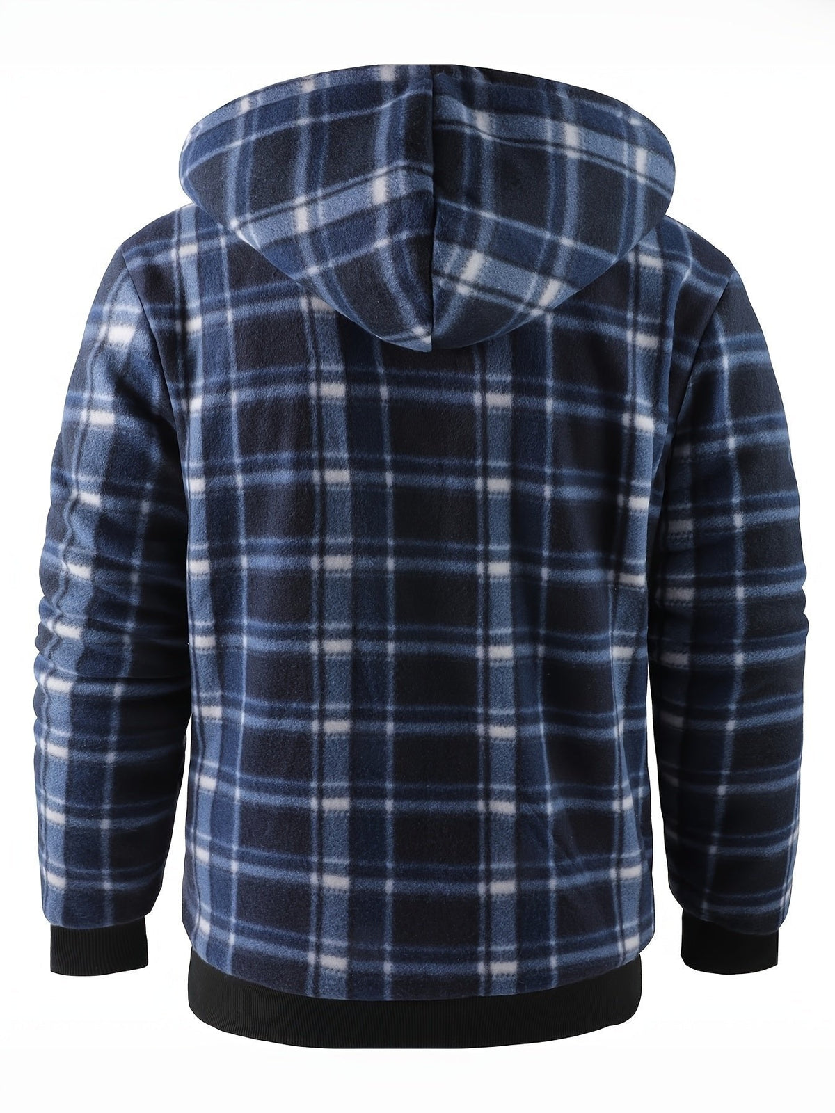 Women's Hooded Zip-Up Jacket | Lightweight Plaid Overshirt