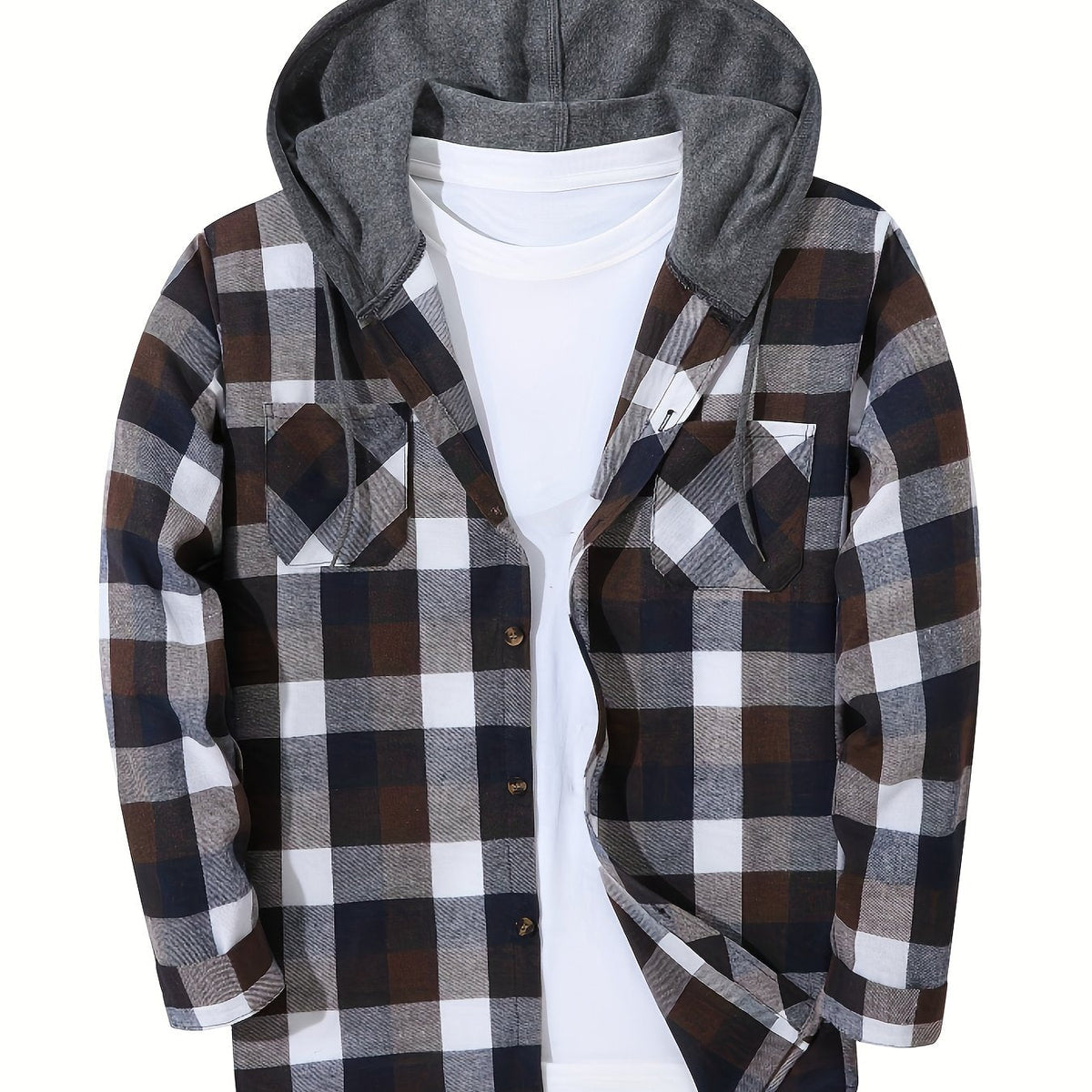 Braxton | Checked Hooded Shirt