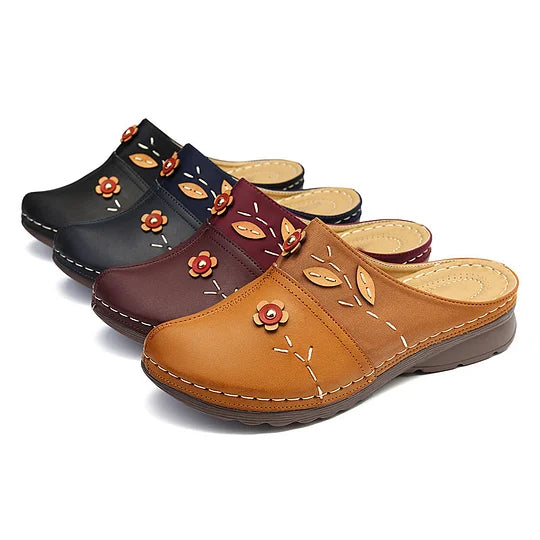 Liubov | Floral Appliqué Slip-On Clogs