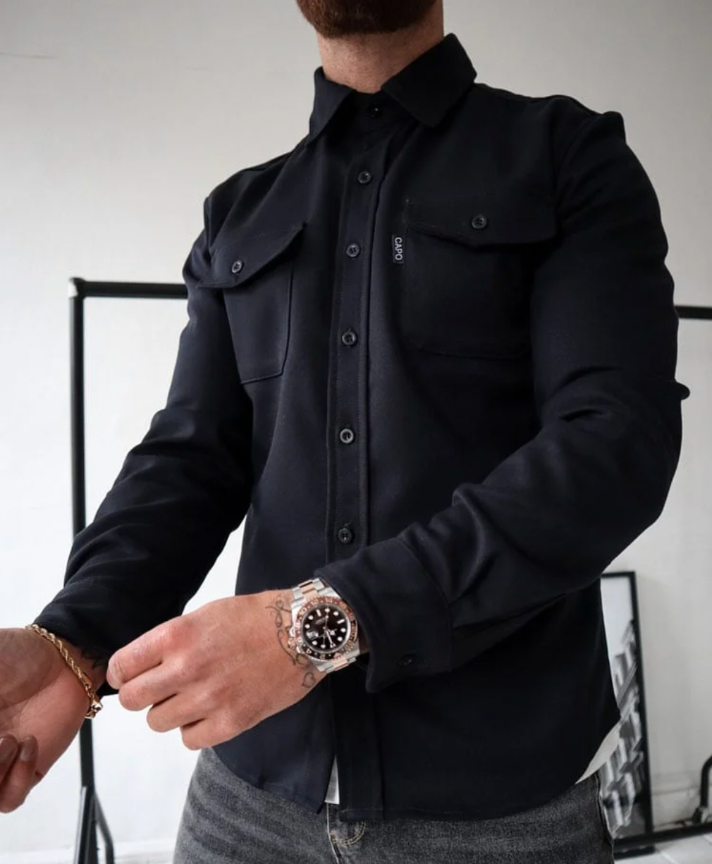 Men's Suede-Look Button-Up Overshirt