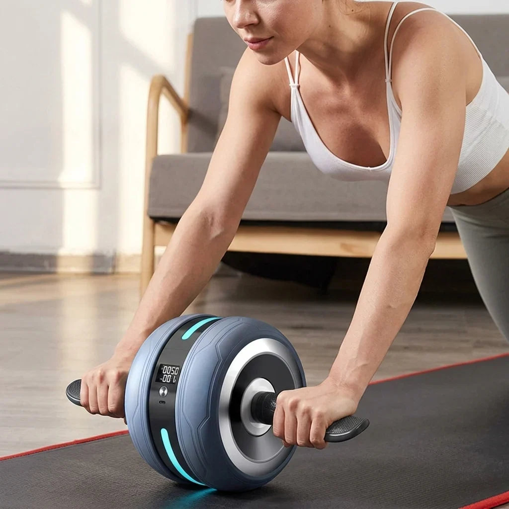 Ab Wheel | Automatic Rebound & Non-Slip | Built-In Counter