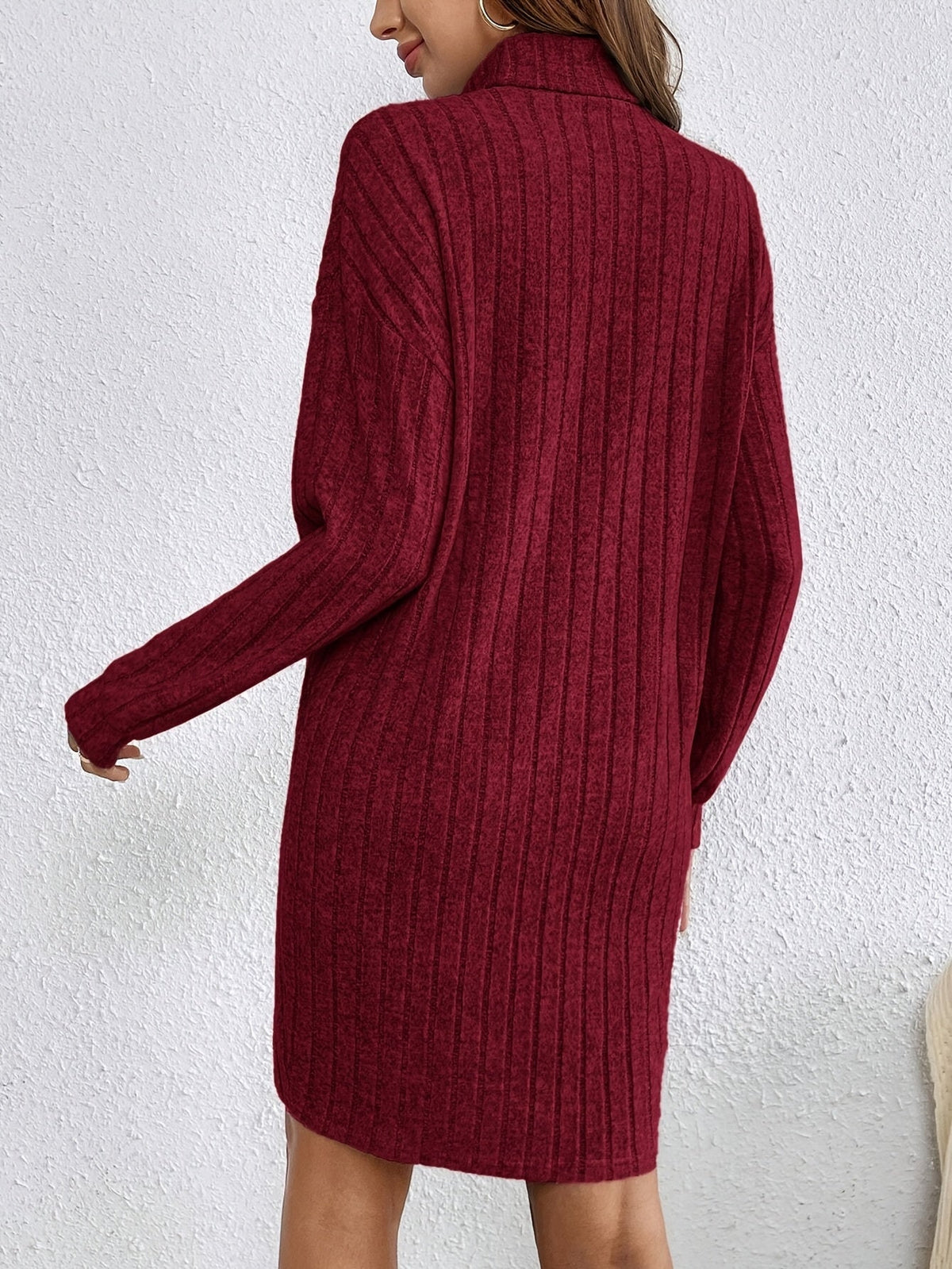 Florence | Turtleneck Ribbed Knit Bodycon Midi Sweater Dress