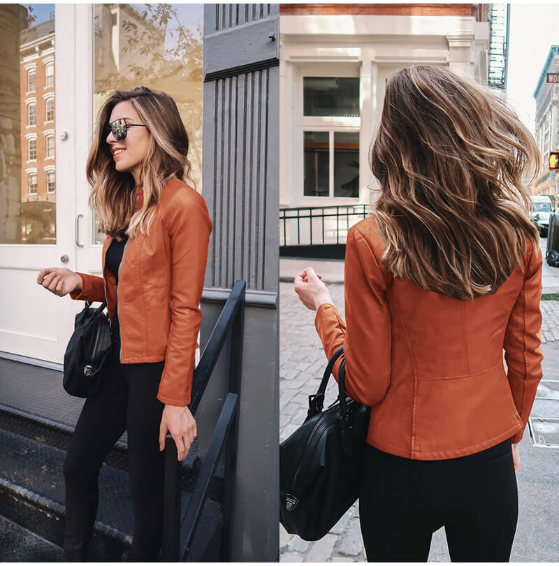 Women's Italian Leather Biker Jacket Slim Fit