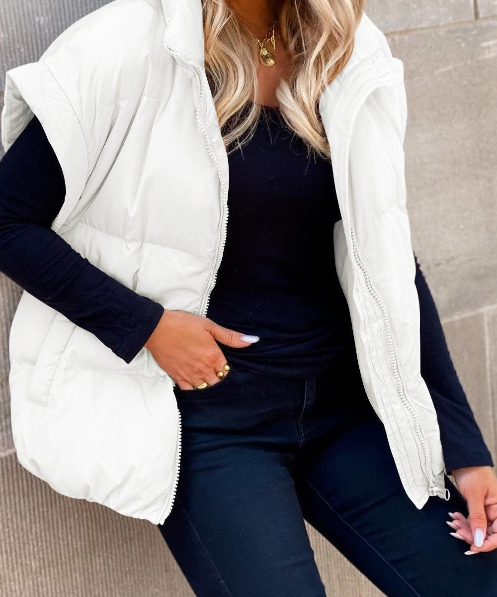 Layla | Women's Quilted Puffer Vest High Collar Sleeveless