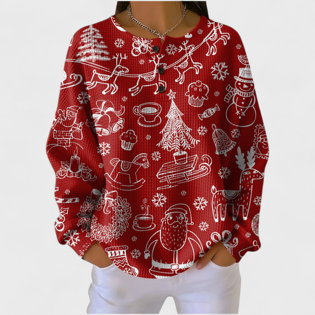Olivia | Women's Christmas Sweatshirt Crewneck Holiday Print Long Sleeve