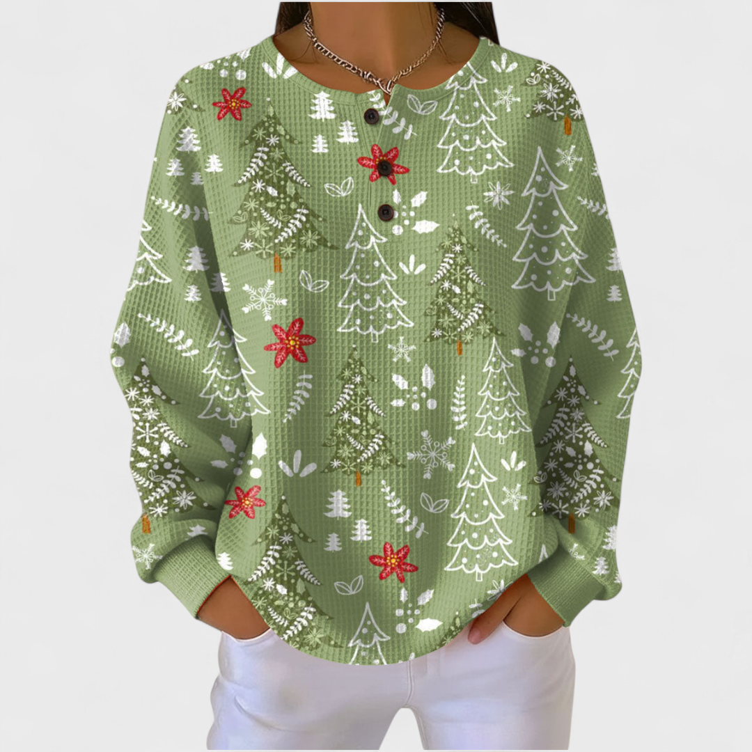 Olivia | Women's Christmas Sweatshirt Crewneck Holiday Print Long Sleeve