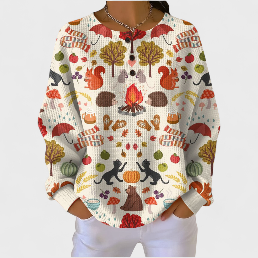 Olivia | Women's Christmas Sweatshirt Crewneck Holiday Print Long Sleeve