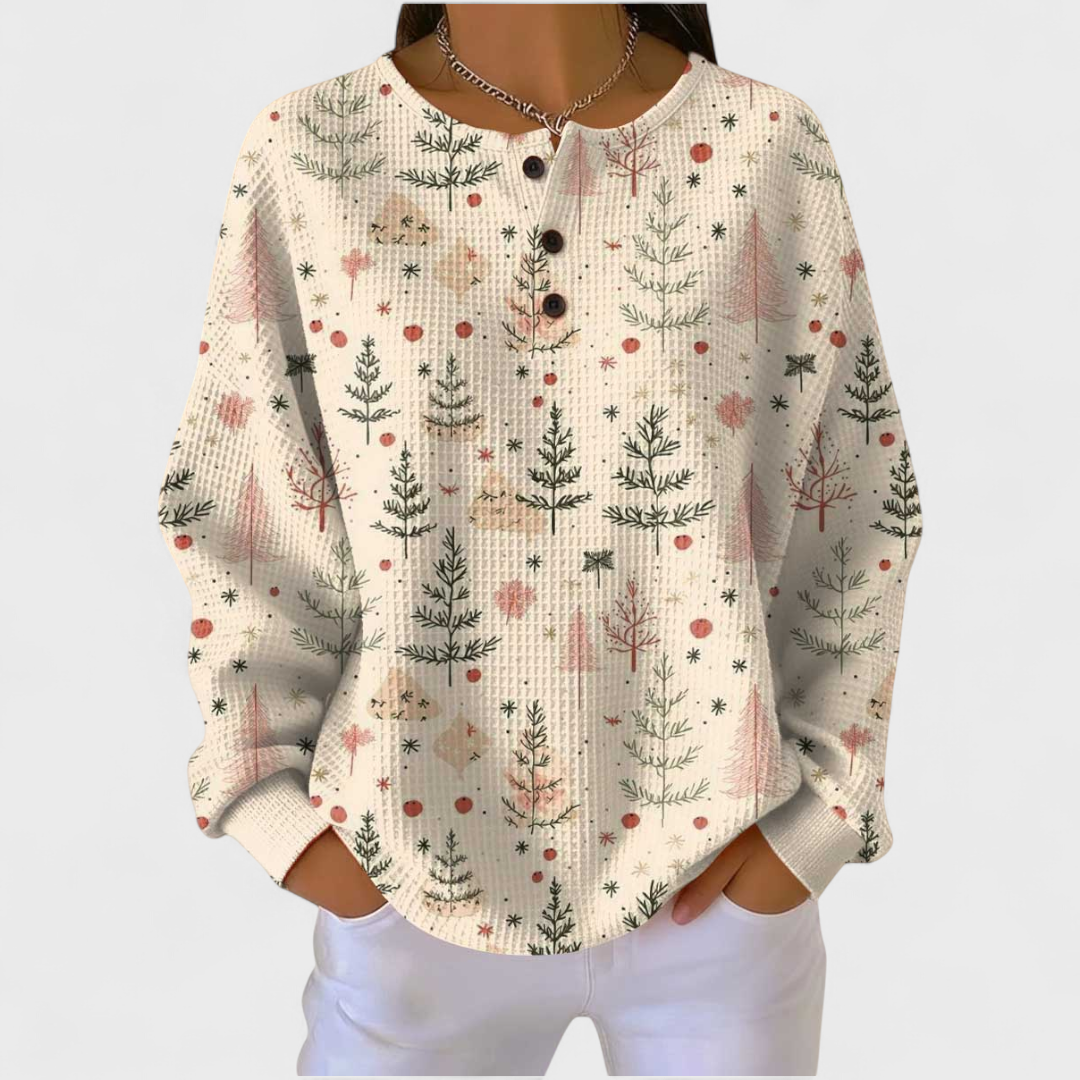 Olivia | Women's Christmas Sweatshirt Crewneck Holiday Print Long Sleeve