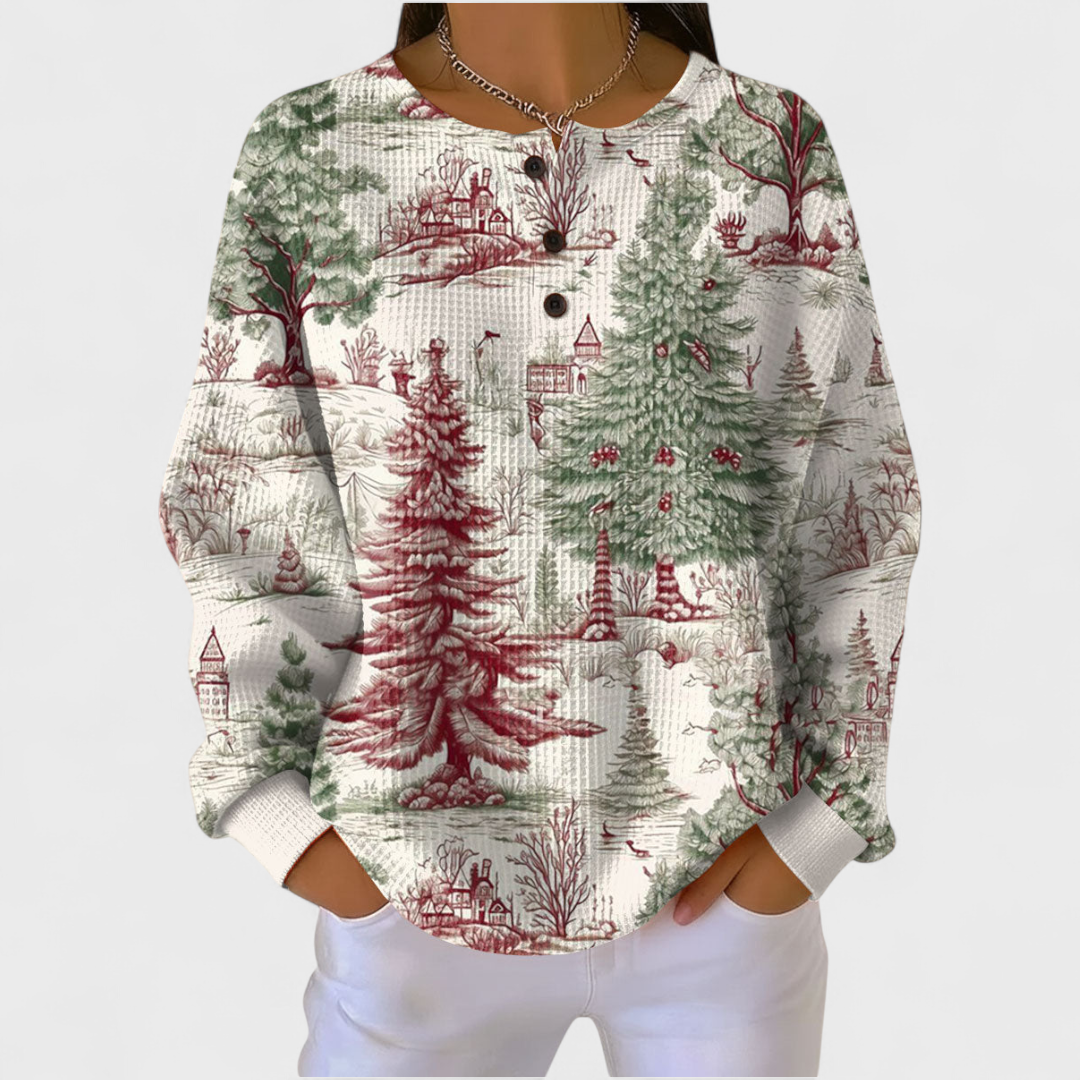 Olivia | Women's Christmas Sweatshirt Crewneck Holiday Print Long Sleeve