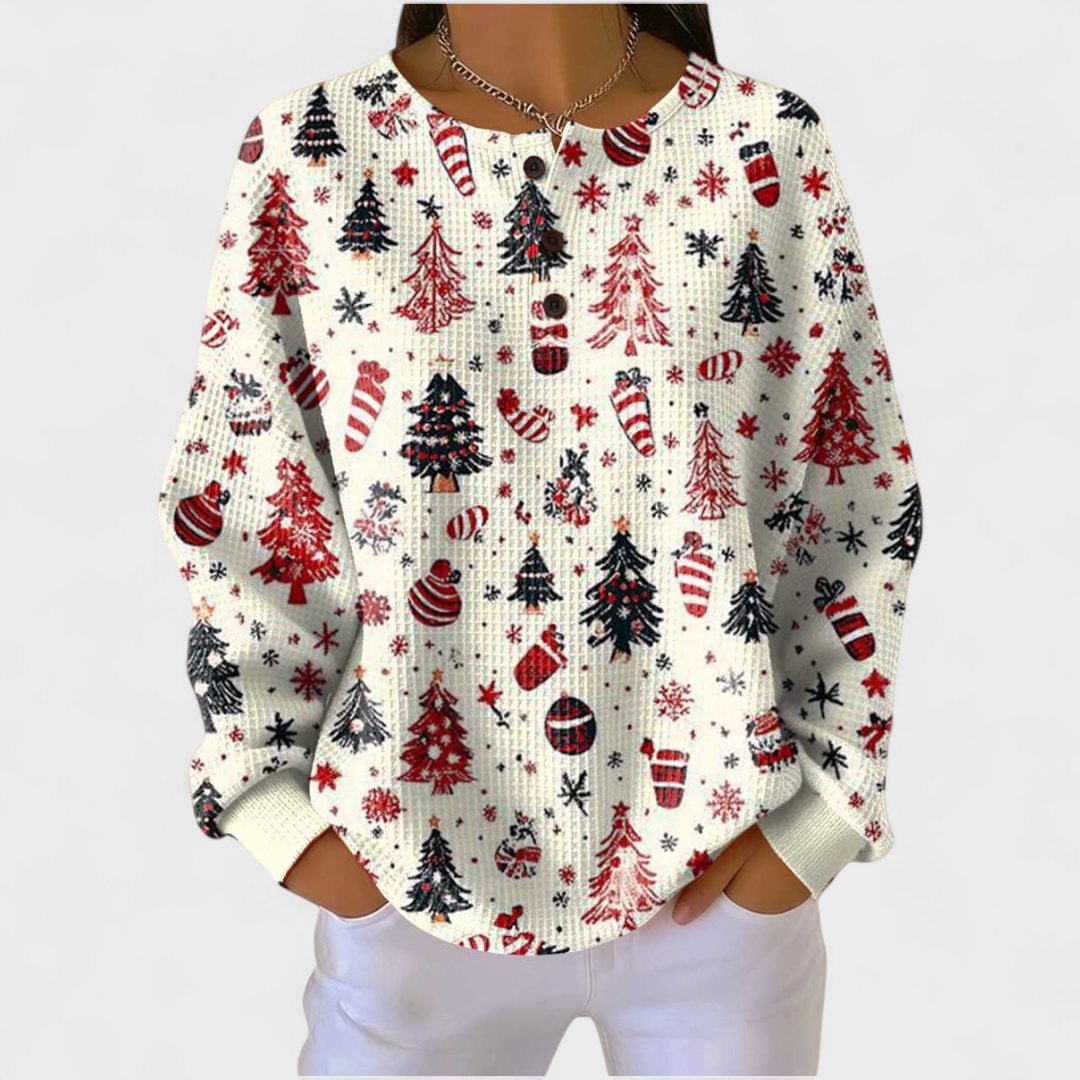 Olivia | Women's Christmas Sweatshirt Crewneck Holiday Print Long Sleeve