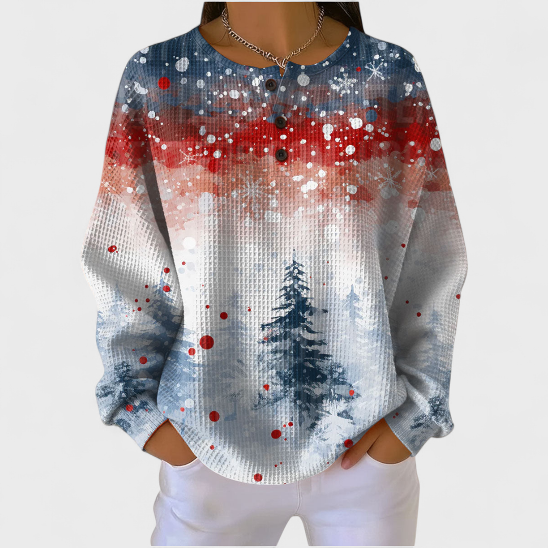 Olivia | Women's Christmas Sweatshirt Crewneck Holiday Print Long Sleeve