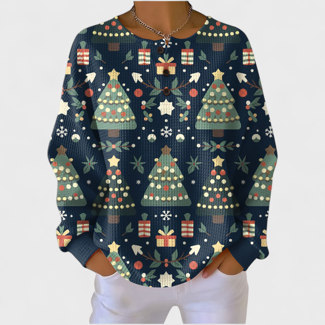 Olivia | Women's Christmas Sweatshirt Crewneck Holiday Print Long Sleeve