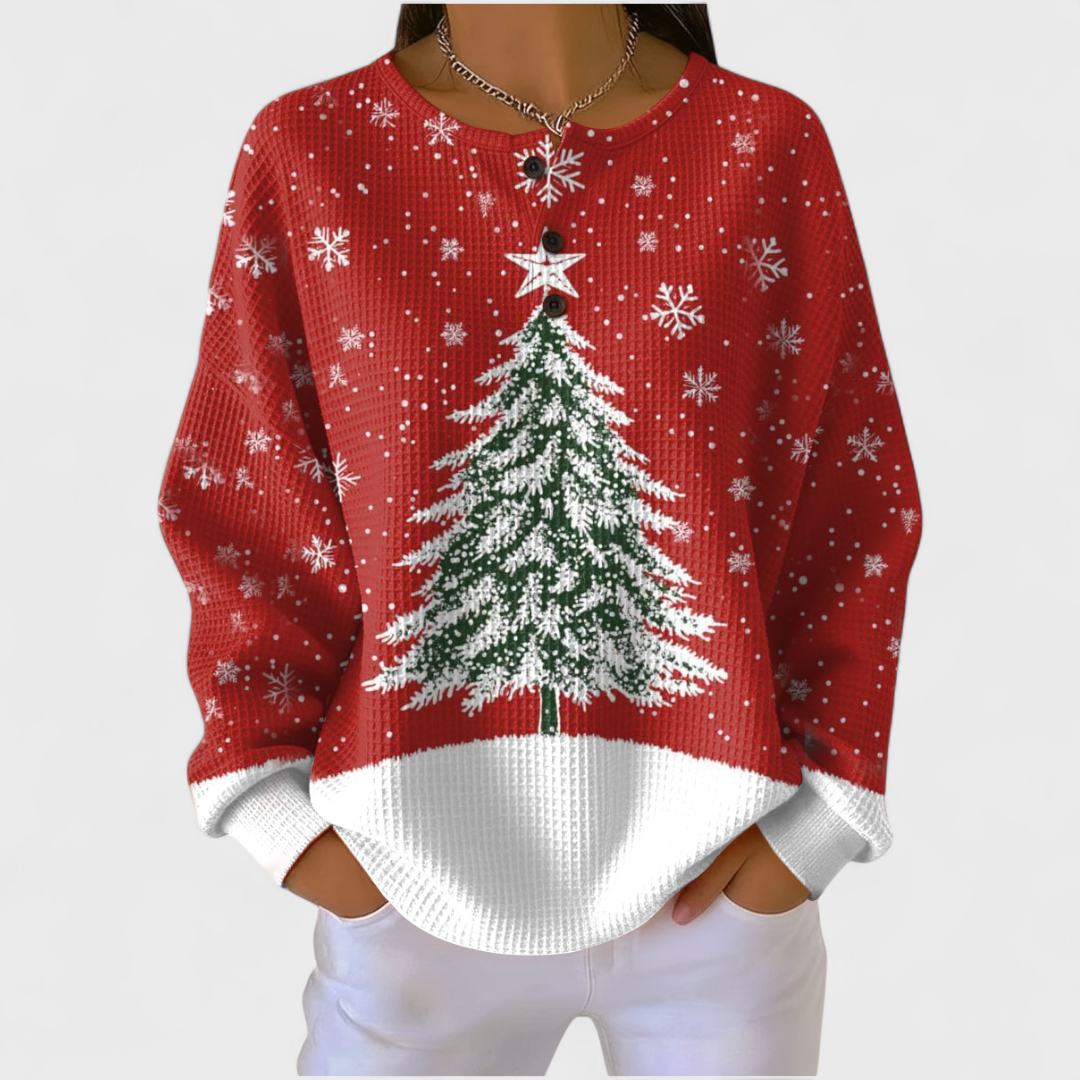 Olivia | Women's Christmas Sweatshirt Crewneck Holiday Print Long Sleeve
