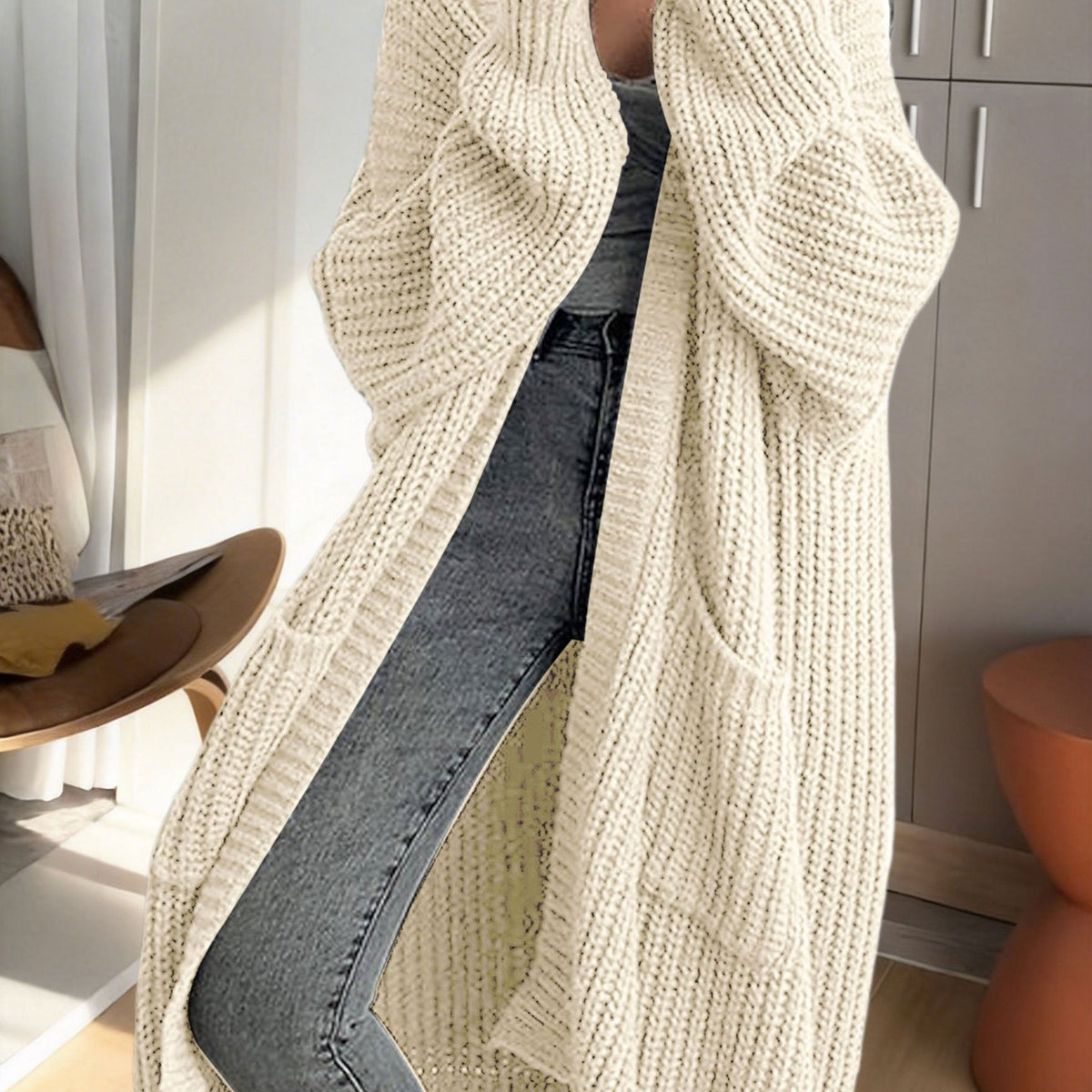 Noelle | Oversized Longline Duster Pockets Cardigan