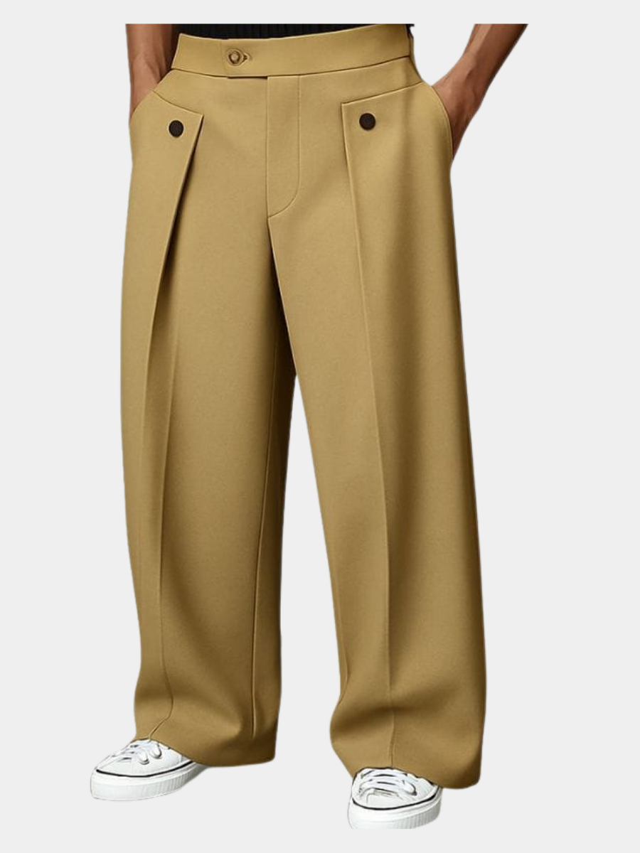 Men’s Smart Wide Leg Pleated Trousers