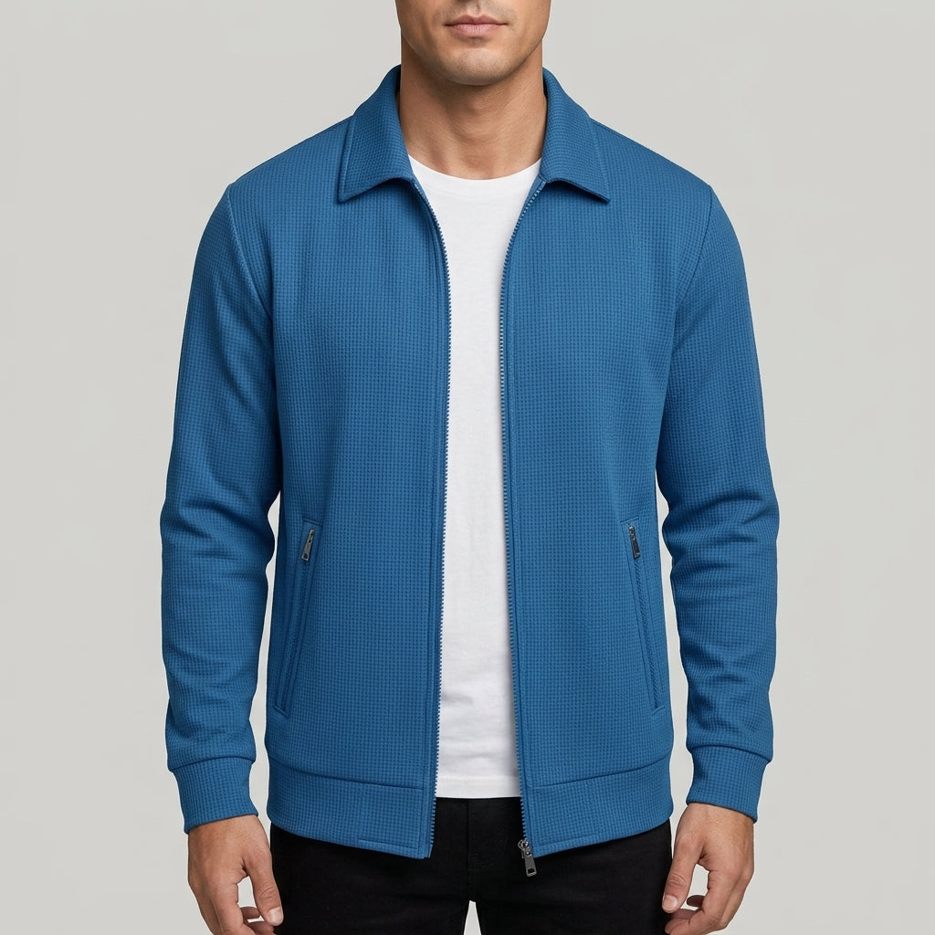 Adam - Men's Textured Zip-Front Bomber Jacket