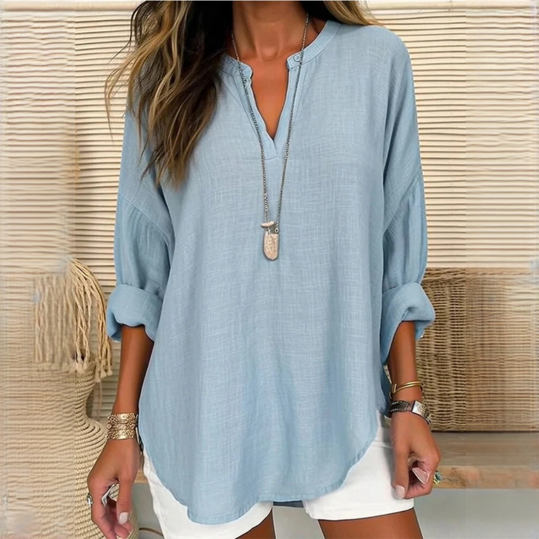 Eliza - Casual long-sleeve blouse with V-neck