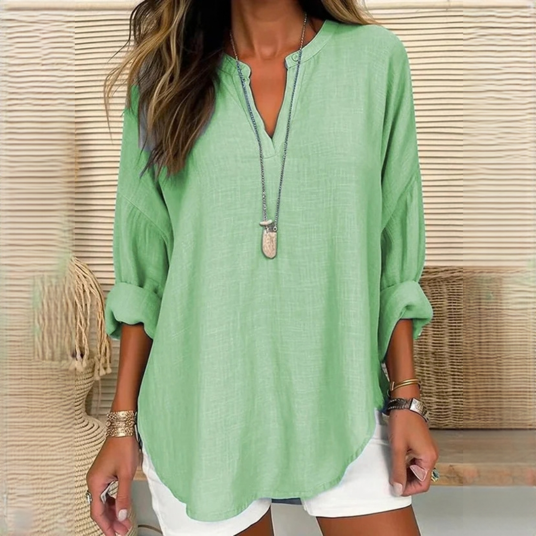 Eliza - Casual long-sleeve blouse with V-neck