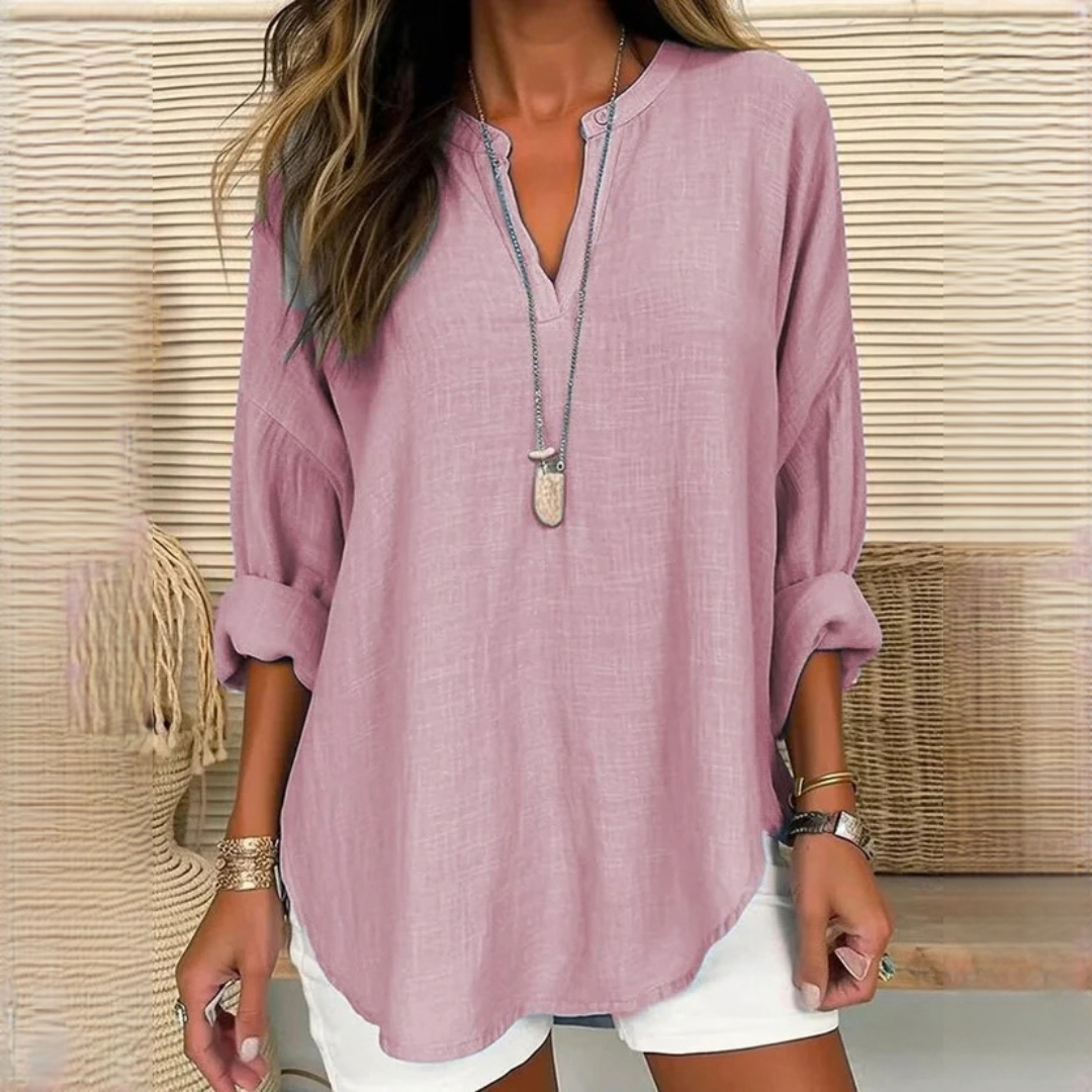 Eliza - Casual long-sleeve blouse with V-neck