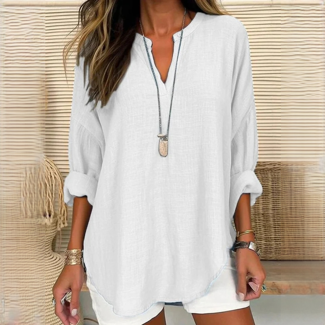 Eliza - Casual long-sleeve blouse with V-neck