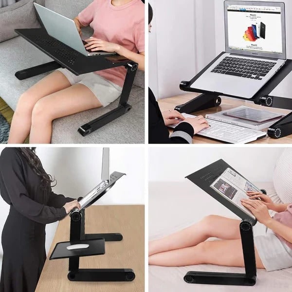 Adjustable Portable Ergo Laptop Stand with Detachable Mouse Tray Folding Design for Bed and Couch
