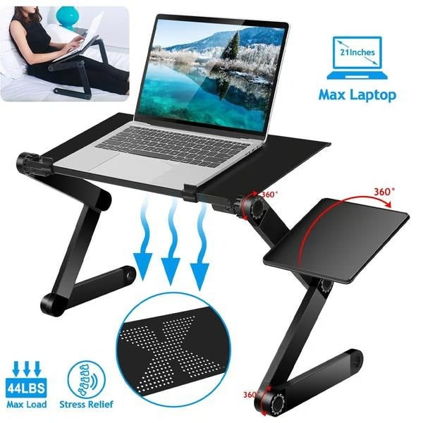 Adjustable Portable Ergo Laptop Stand with Detachable Mouse Tray Folding Design for Bed and Couch