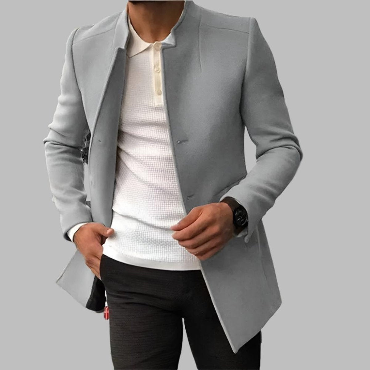 Harrison | Men's Slim Fit Wool Coat Stand Collar