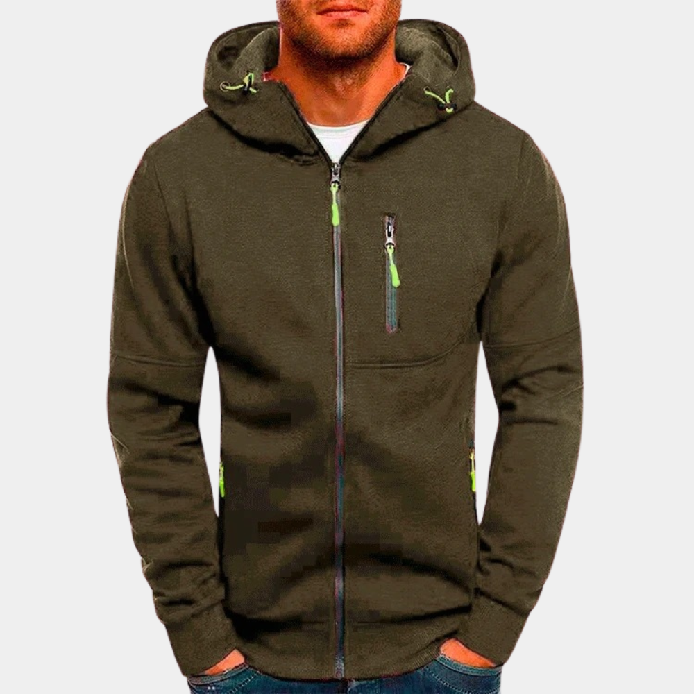 John | Men's Zip Up Hoodie Multi Pocket Hooded Sweatshirt