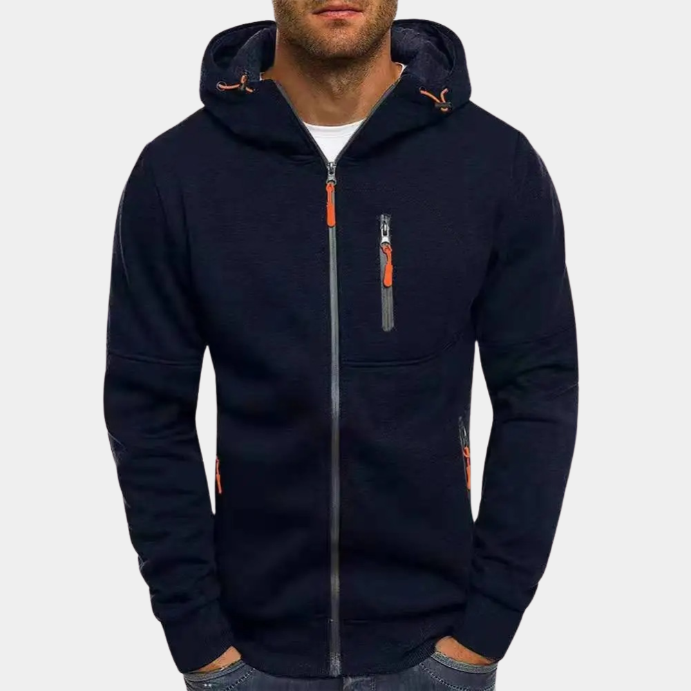 John | Men's Zip Up Hoodie Multi Pocket Hooded Sweatshirt