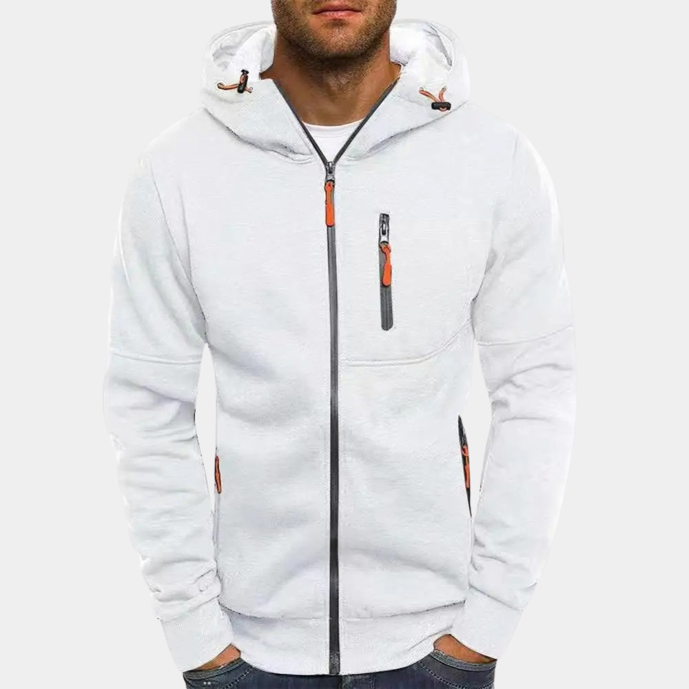 John | Men's Zip Up Hoodie Multi Pocket Hooded Sweatshirt