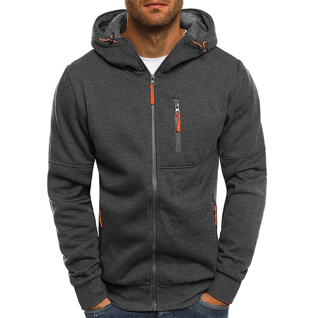 John | Men's Zip Up Hoodie Multi Pocket Hooded Sweatshirt