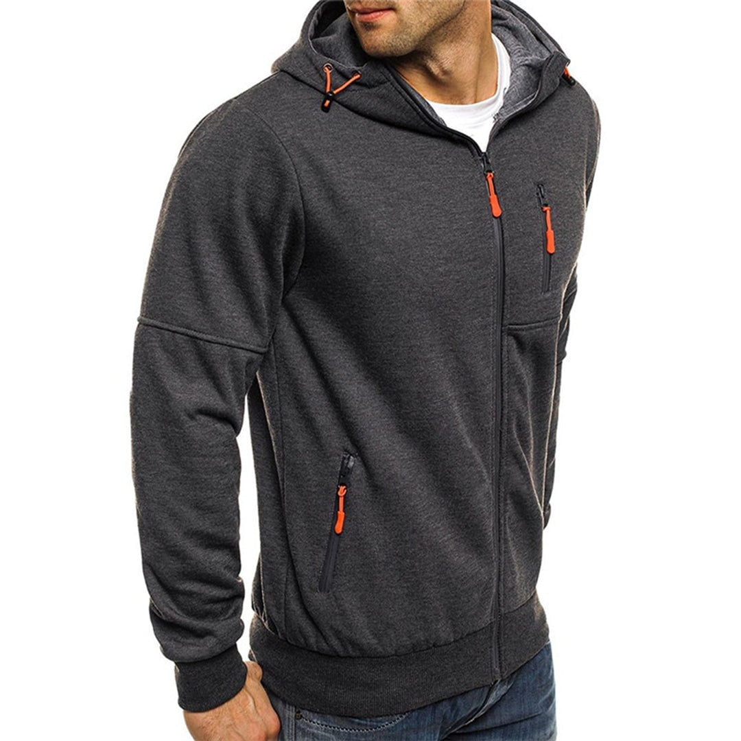 John | Men's Zip Up Hoodie Multi Pocket Hooded Sweatshirt