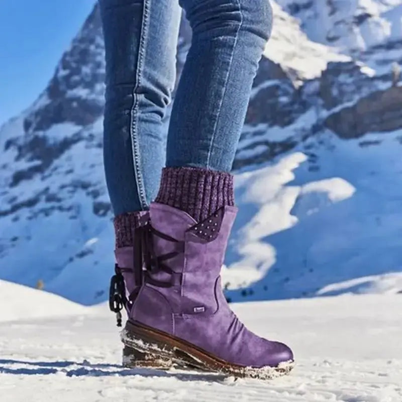Norah | Women's Winter Boots Combat Style Mid Calf Lace Up