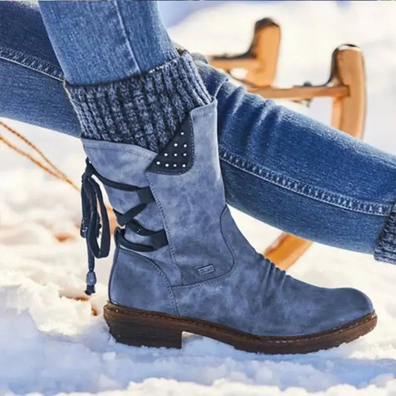 Norah | Women's Winter Boots Combat Style Mid Calf Lace Up