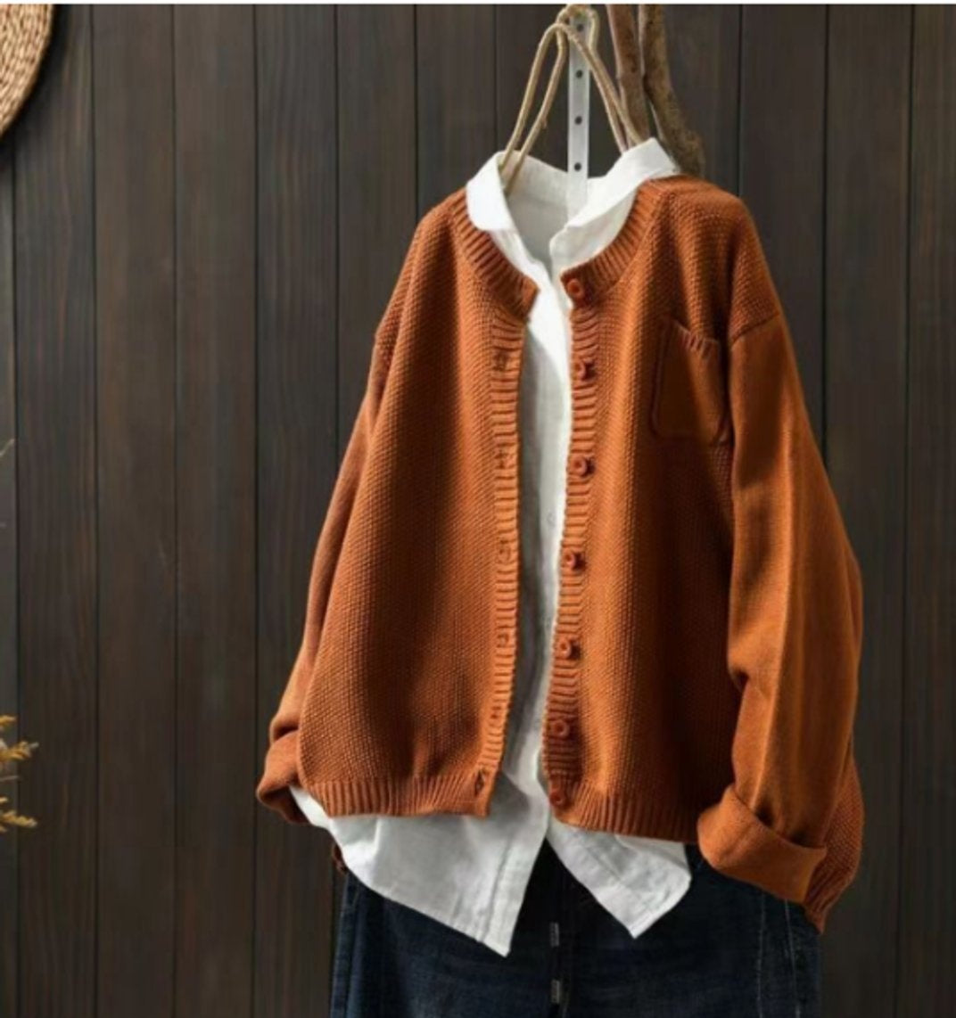 Isabella | Women's Oversized Knit Cardigan Sweater Button Up Pocket