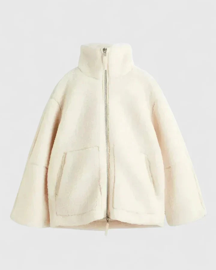 Natalie | Women's Winter Sherpa Coat High Collar Zip Up Teddy Jacket